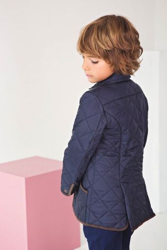 Blue jacket with leather trim